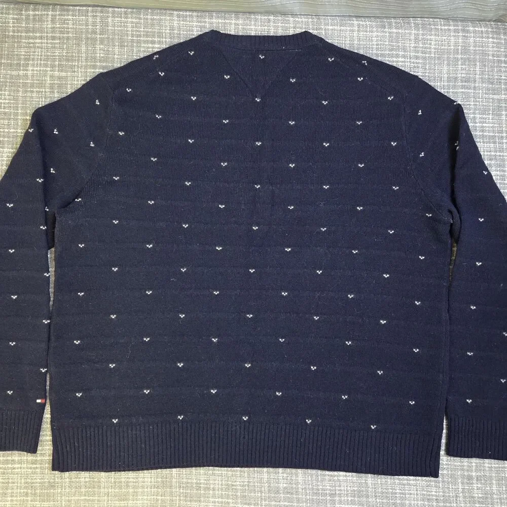 VGT Tommy Hilfiger Lambswool Crewneck Sweater Men's XXL Heraldic Lion Navy/Cream